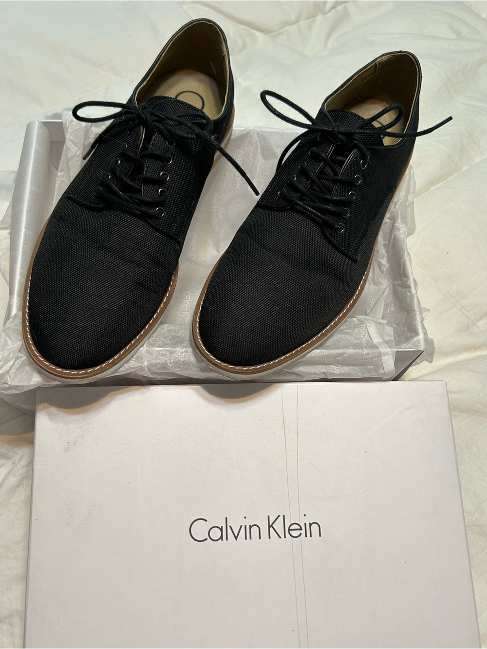Calvin Klein Black Canvas Derby with Contrast Welt
Size 9M